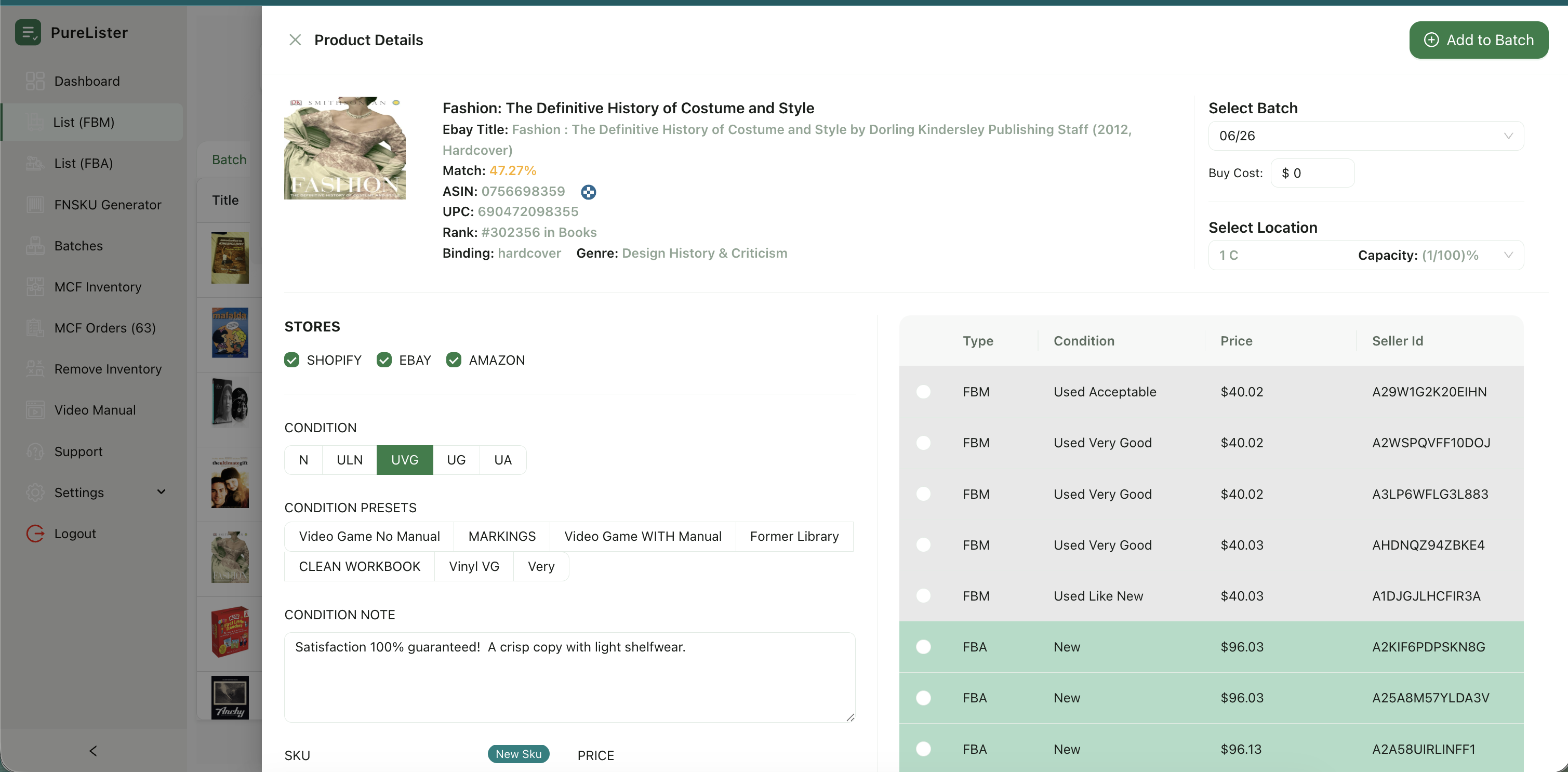 PureList cross-listing workflow